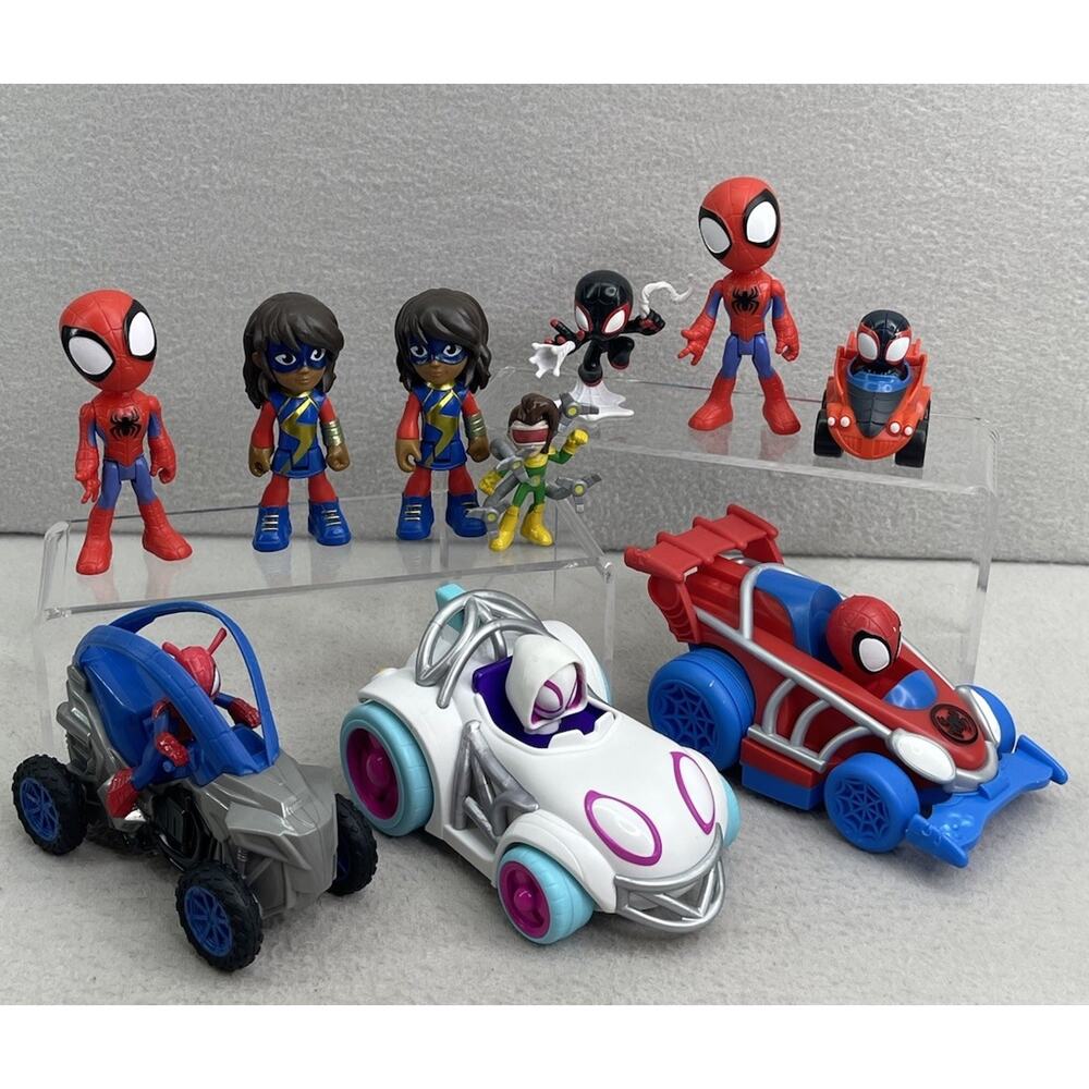LOT Spider-Man Spidey and Amazing Friends Cars W/ Figures Miles Morales